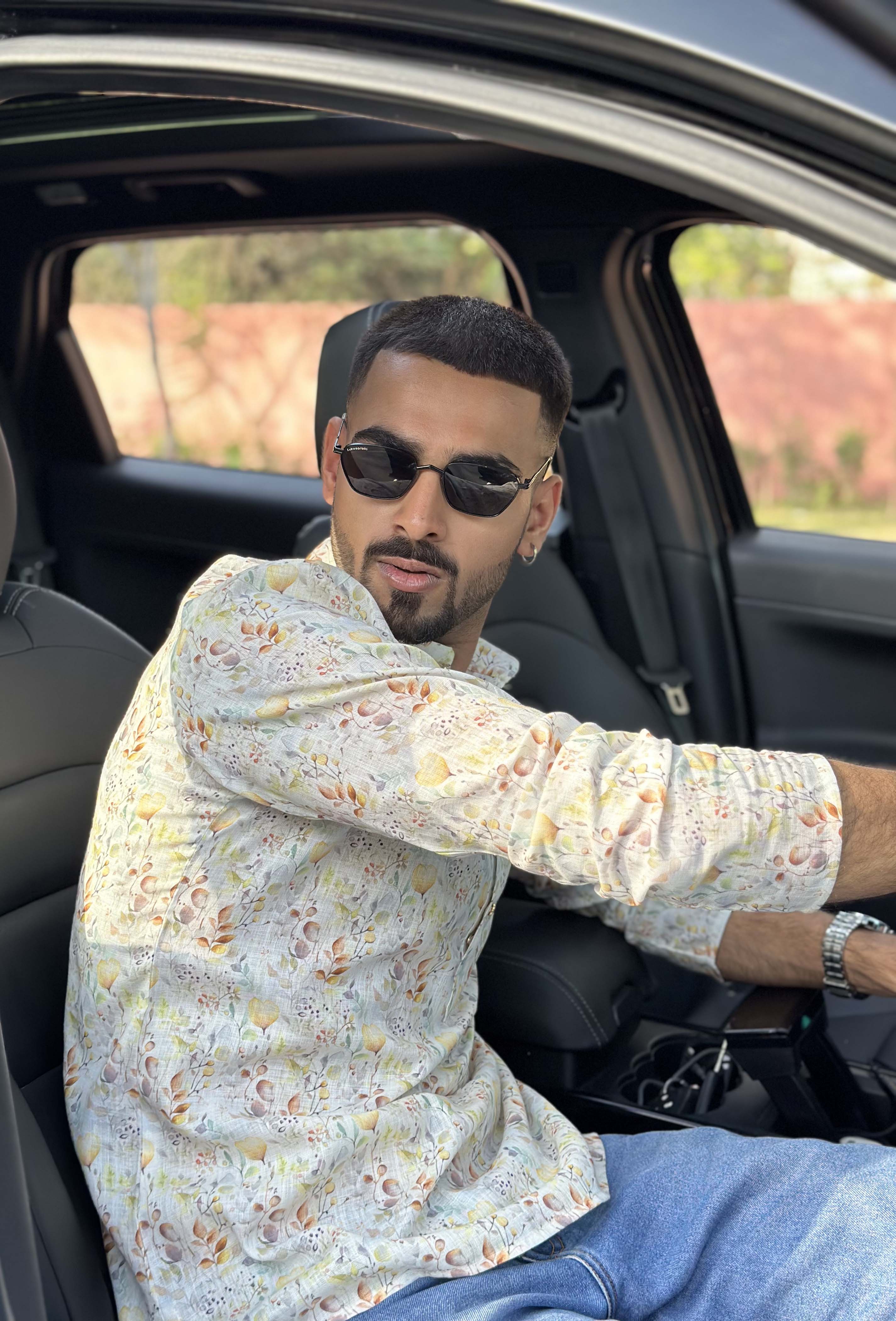 Yellow Abstract Printed Short Kurta